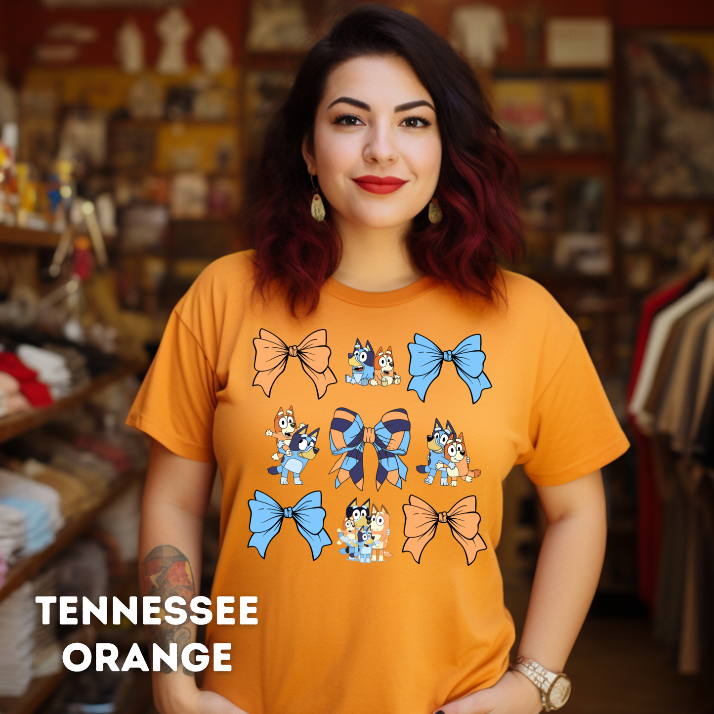 Bluey and Bows Pattern Adult T-Shirt