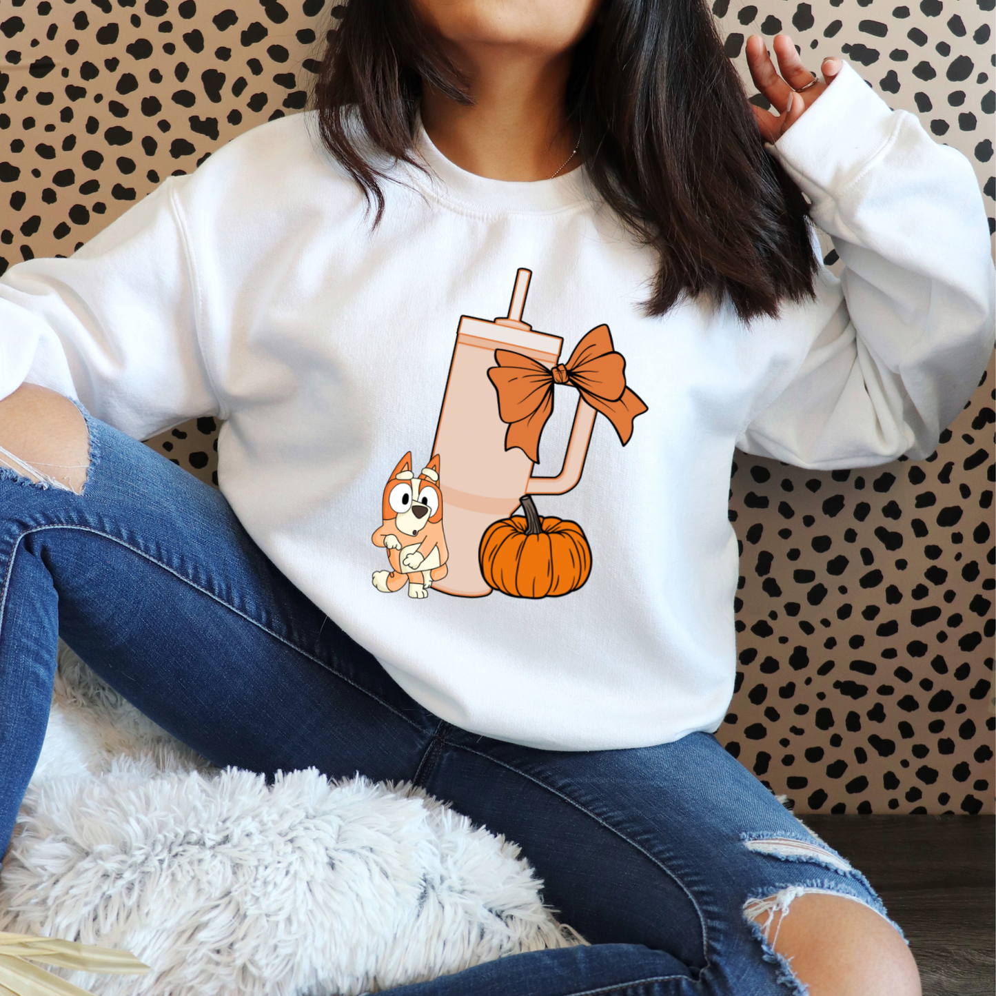 Pumpkins Bingo, Tumbler Cup and Blue Bows Checked Pattern Adult T-Shirt