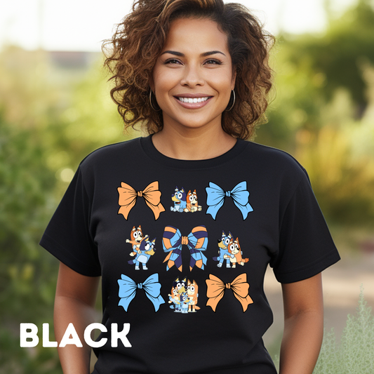 Bluey and Bows Pattern Adult T-Shirt